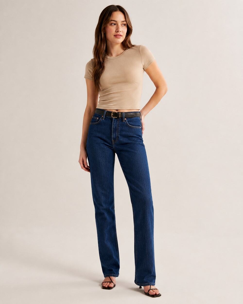 NWT Abercrombie Curve Love 90s Straight Jeans Size 30 Short Mid Rise Dark Wash
